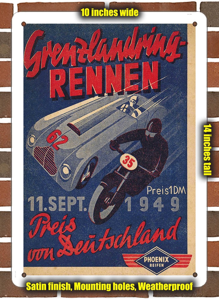 Metal Sign - 1949 Grenzlandring Racing Program - 10x14 inches