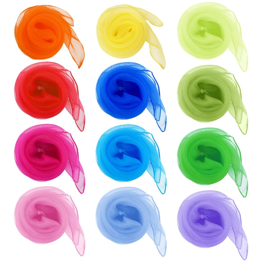 Jmkcoz 12pcs Square Juggling Silk Dance Scarves Magic Tricks Performance Prop...