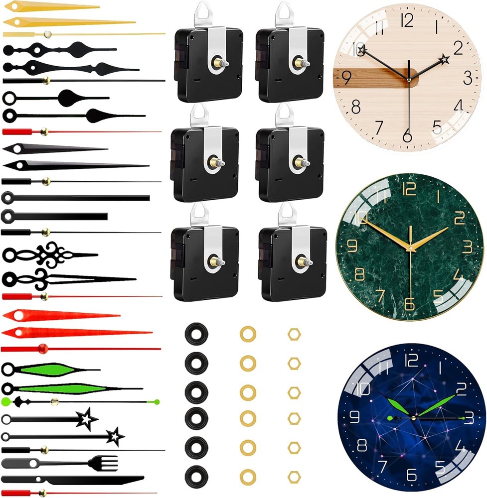 6 PCS High Torque Quartz Clock Movement Mechanism Replacement Clock Kit with 10