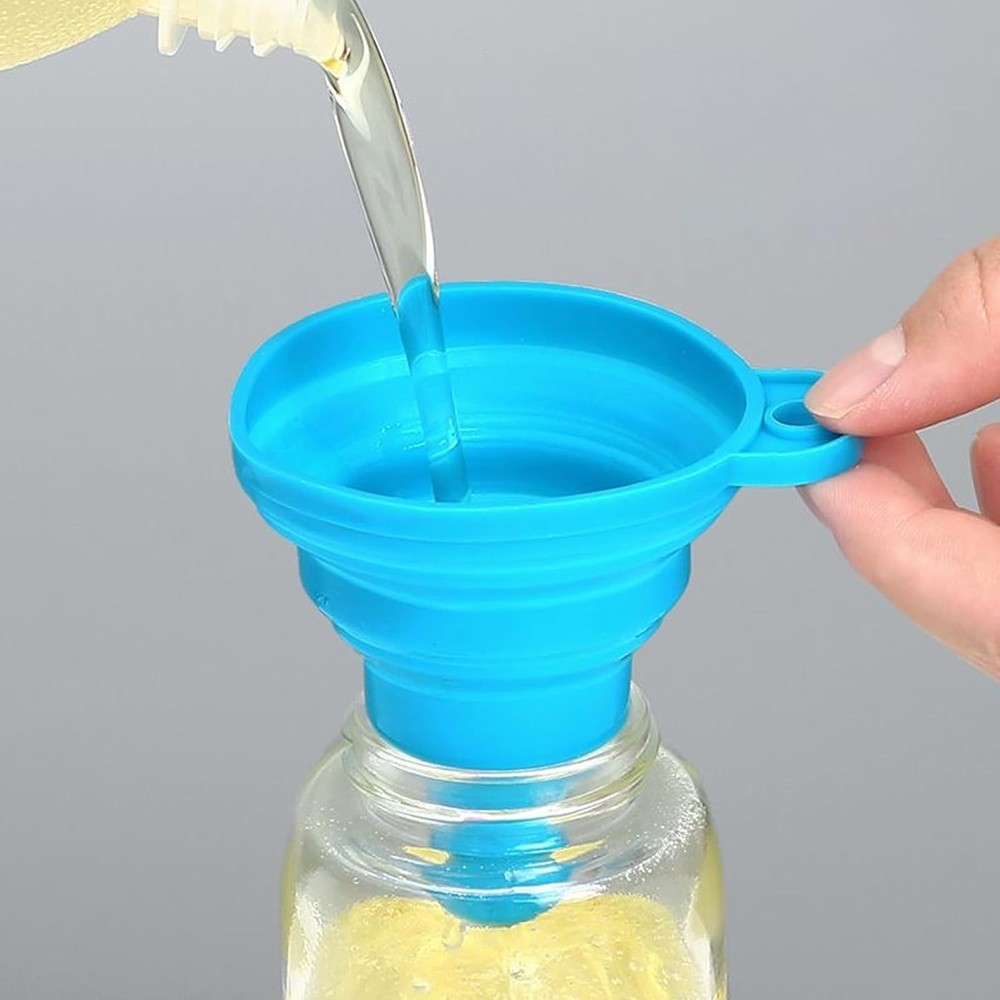 Foldable Silicone Funnel Set (4 Pack) – Collapsible Small & Large Funnels for Ki
