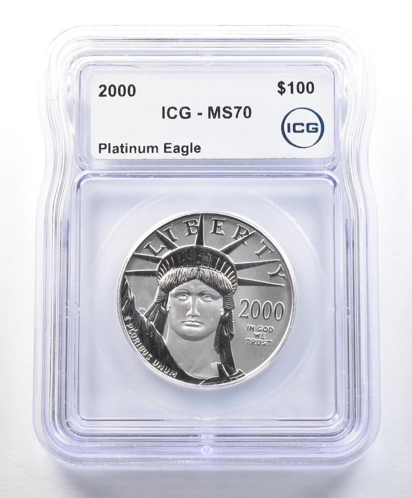 2000 $100 American Platinum Eagle 1 Oz Platinum MS70 ICG