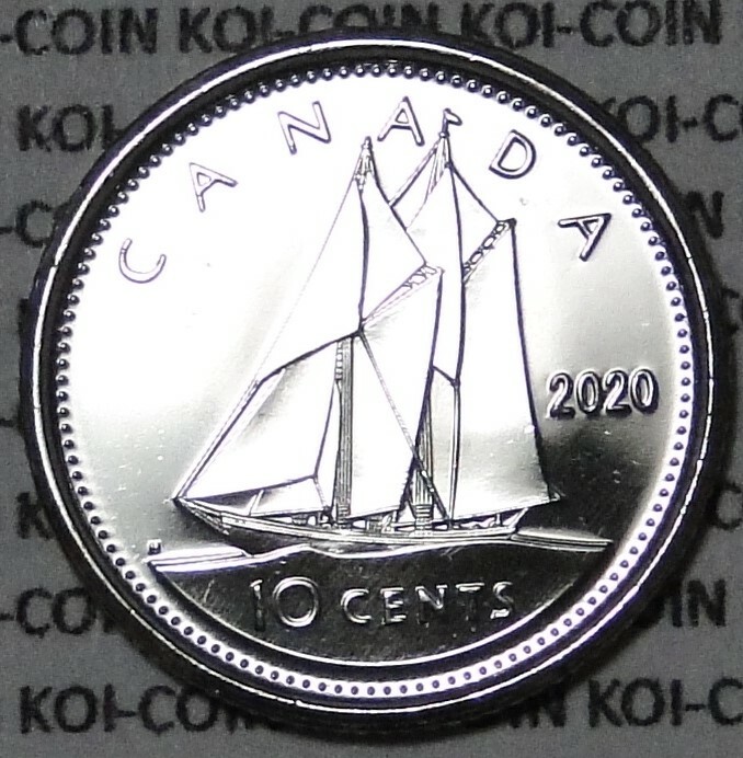 BU UNC Canada 2020 regular bluenose dime 10 cent 10c from mint roll