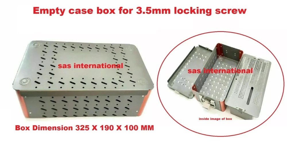 Orthopedic 3.5mm Locking screw instruments Empty case tray box surgical