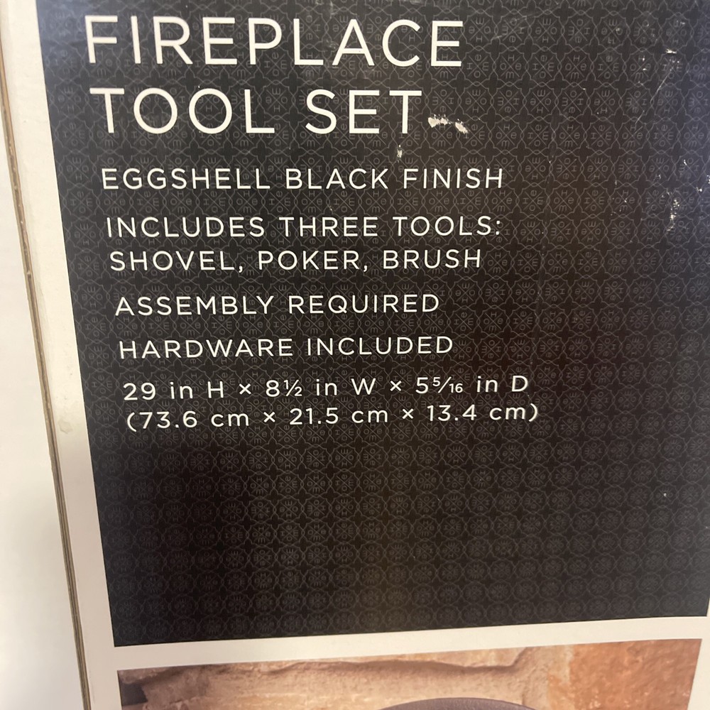 Fireplace Tool Set ,Eggshell Black Finish,includes Three Tools:shovel poker brus