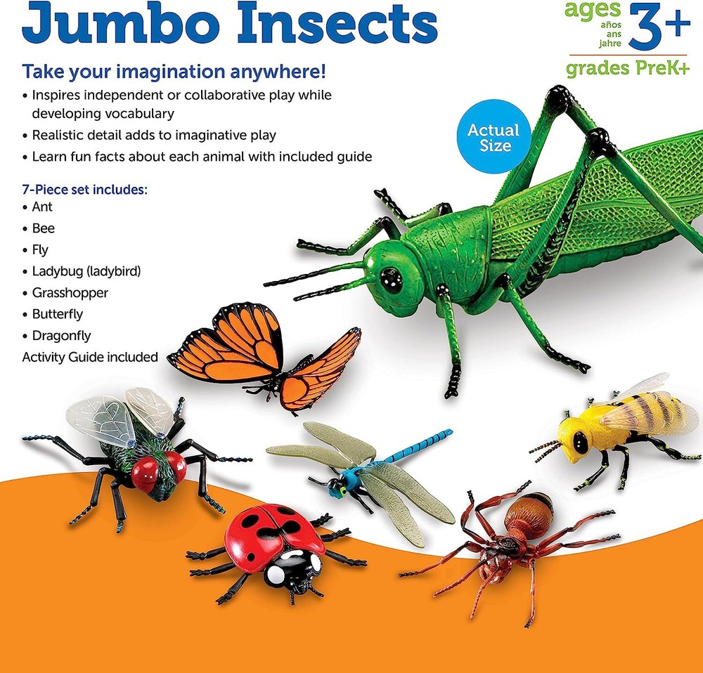 Learning Resources Jumbo Insects I Fly, Ant, Bee, Ladybug, Grasshopper,
