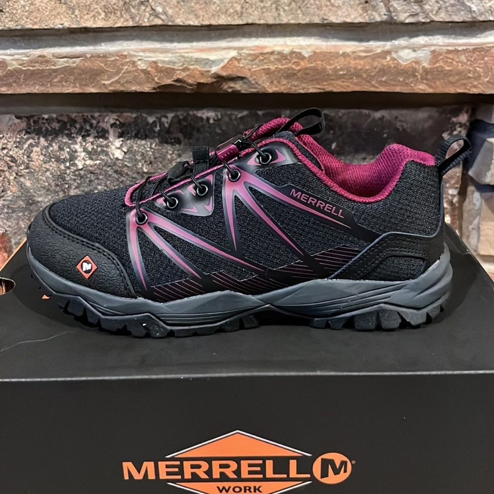 Merrell Work Fullbench Black and Purple Slip Resistant