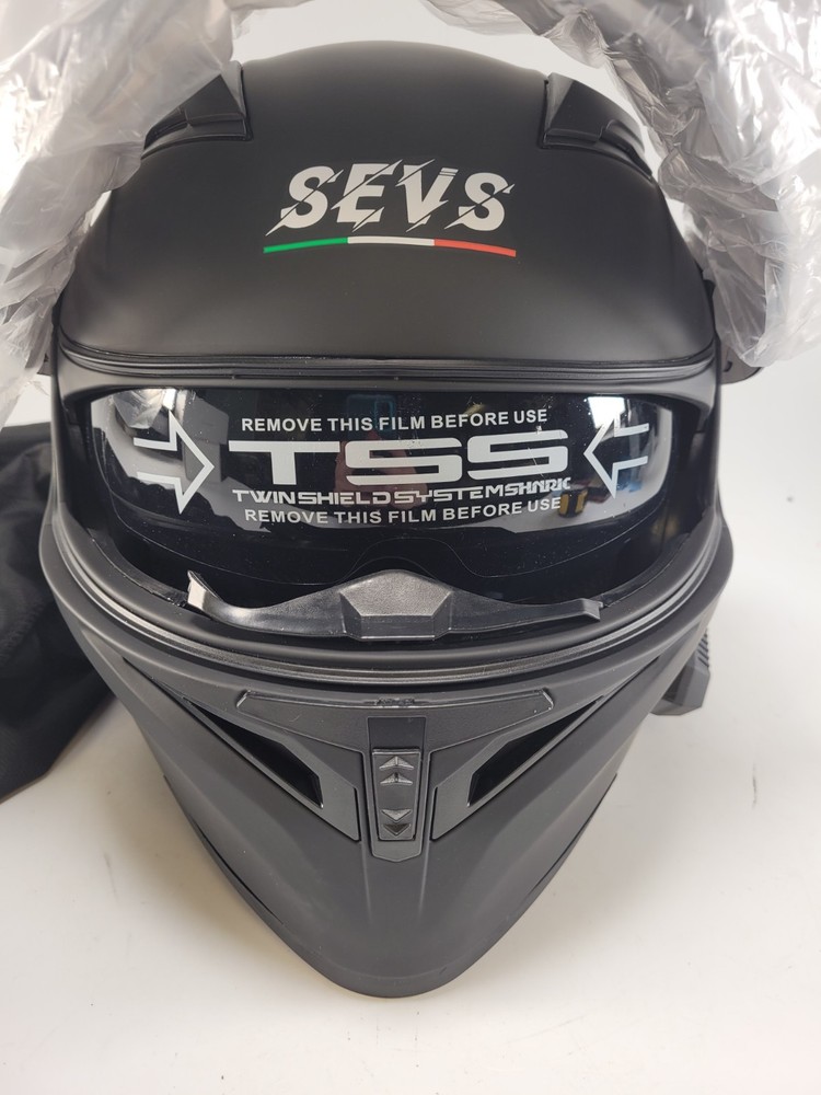 SEVS-90 DOT Motorcycle Helmet w/ Bluetooth Wireless Headset – Matte Black