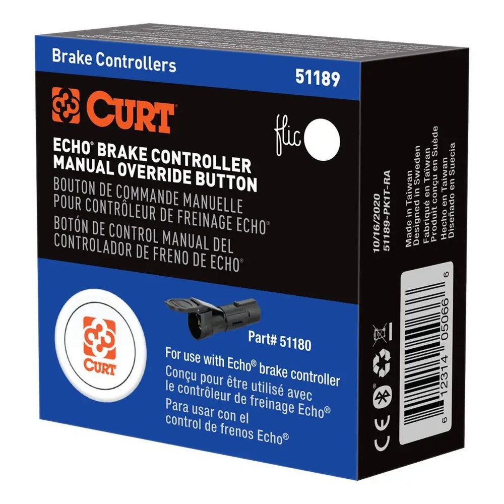 Curt Universal Echo Brake Controller Manual Override Button Clear Plastic 51189