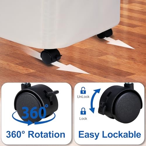 Slim Laundry Hamper with Lid and Wheels, Small Rolling Laundry 75L Beige
