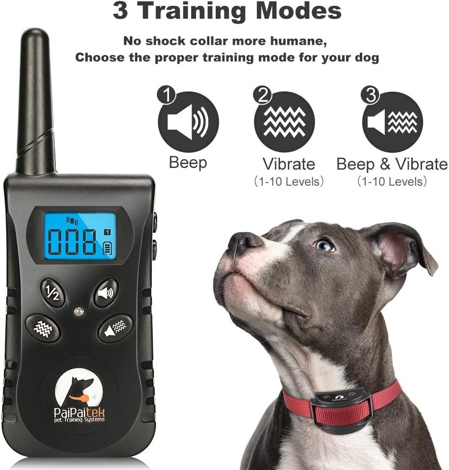 No Shock Dog Training Collar with Remote - 1600ft Range, Lightweight, Waterproof