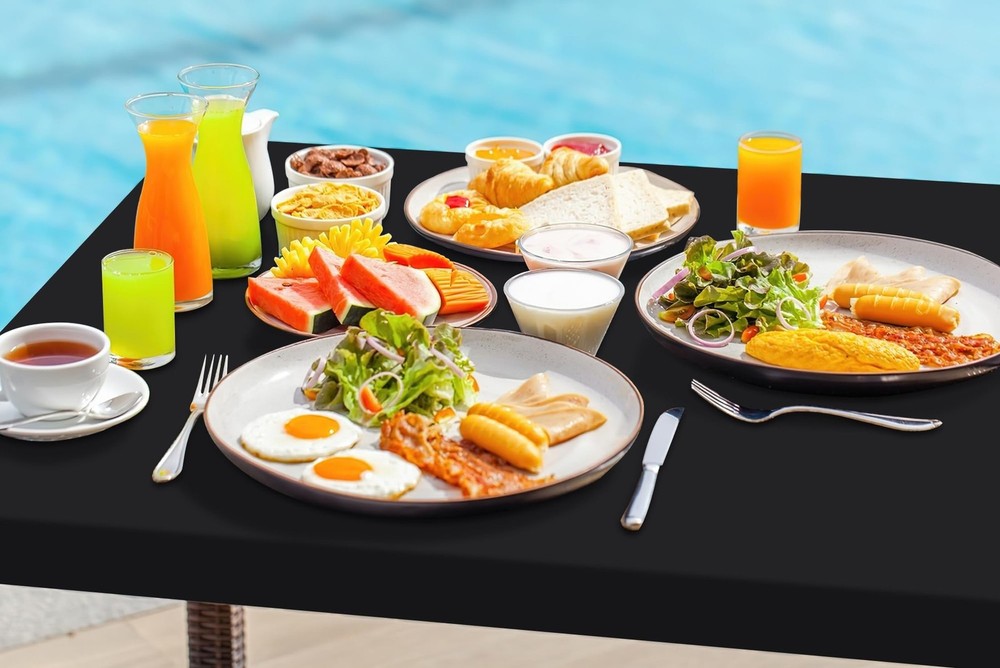 homing 6 Packs 6 Foot Rectangle Tablecloths, Washable Polyester Elastic Fitte...