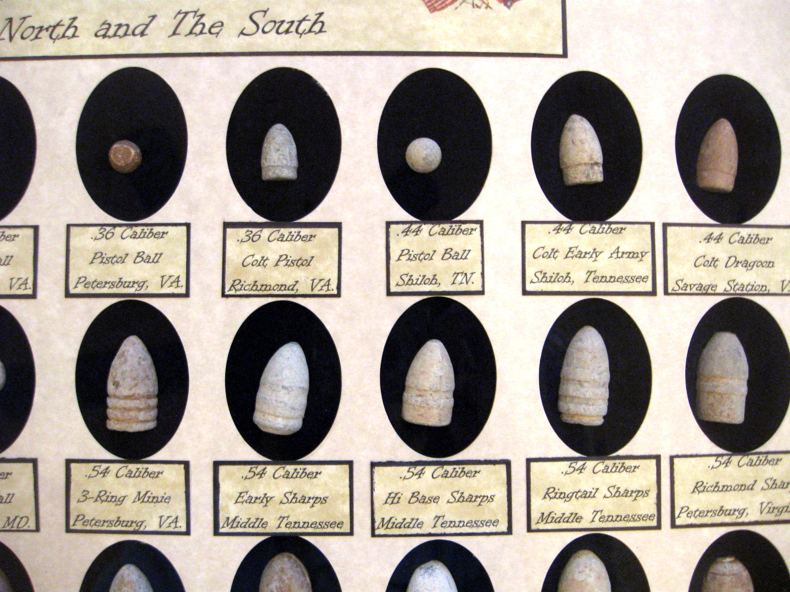 Civil War Relics 36 Authentic Bullets in Matted Display Case with COA