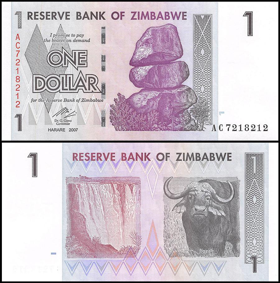 2007 Zimbabwe 1 Dollar Bank Note-UNC Condition-17-416