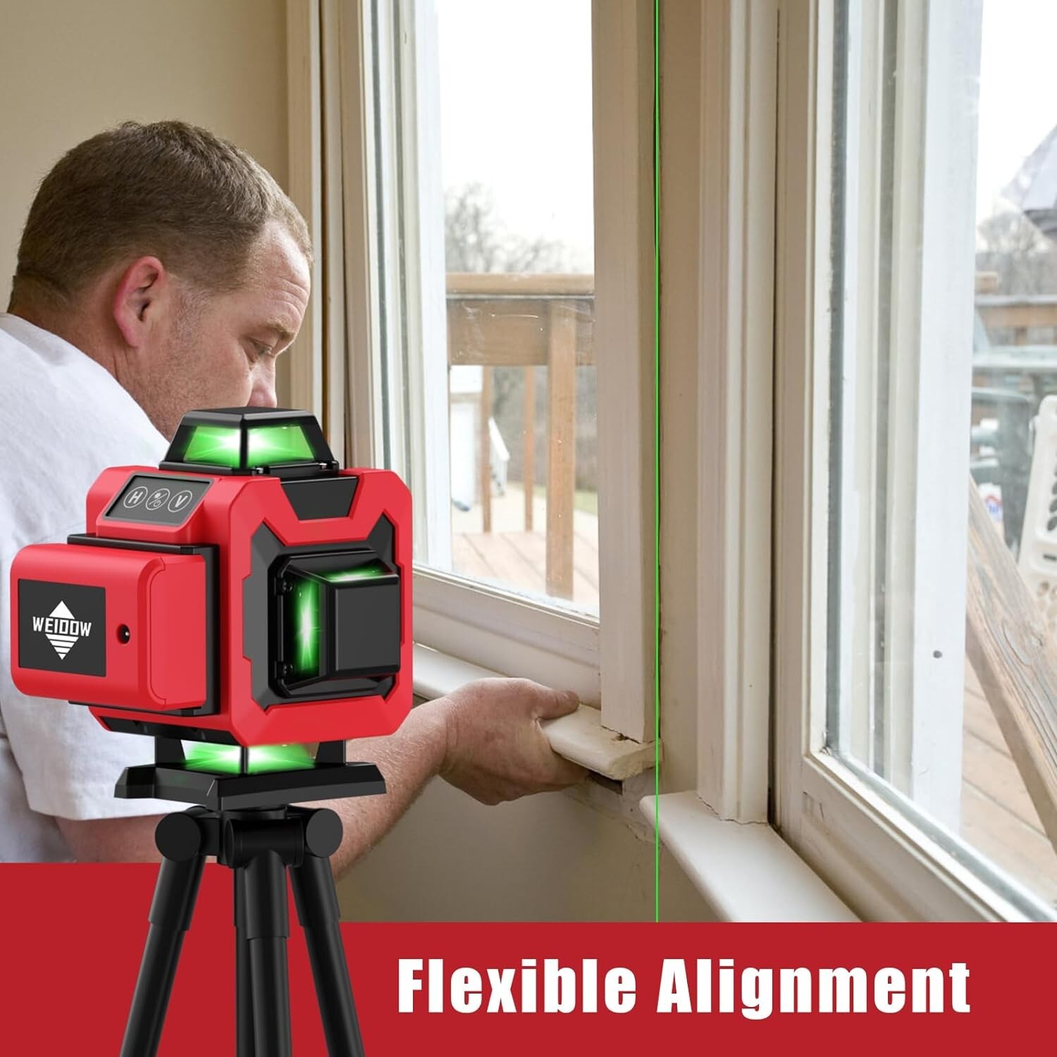 Green Laser Level,4D 16 Lines, 360 Self Leveling w/ Magnetic Bracket,2 Batteries