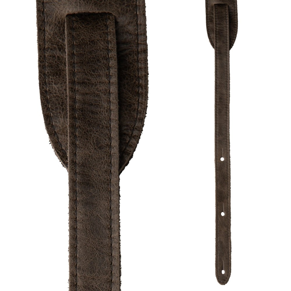 PRS Embossed Birds Leather Guitar Strap, Worn Black