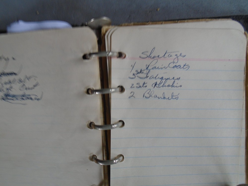 Soldier's personal notebook with some entries