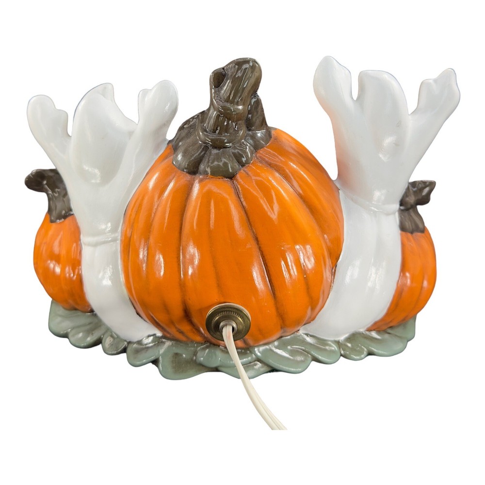 Halloween Light Up Jack O Lantern Ghosts Mouse Spider Ceramic Night Lamp Signed