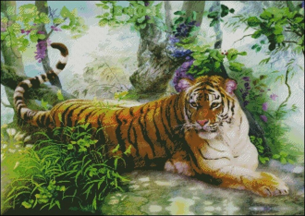 Single Tiger - Counted Cross Stitch Pattern- Chart Needlework DIY