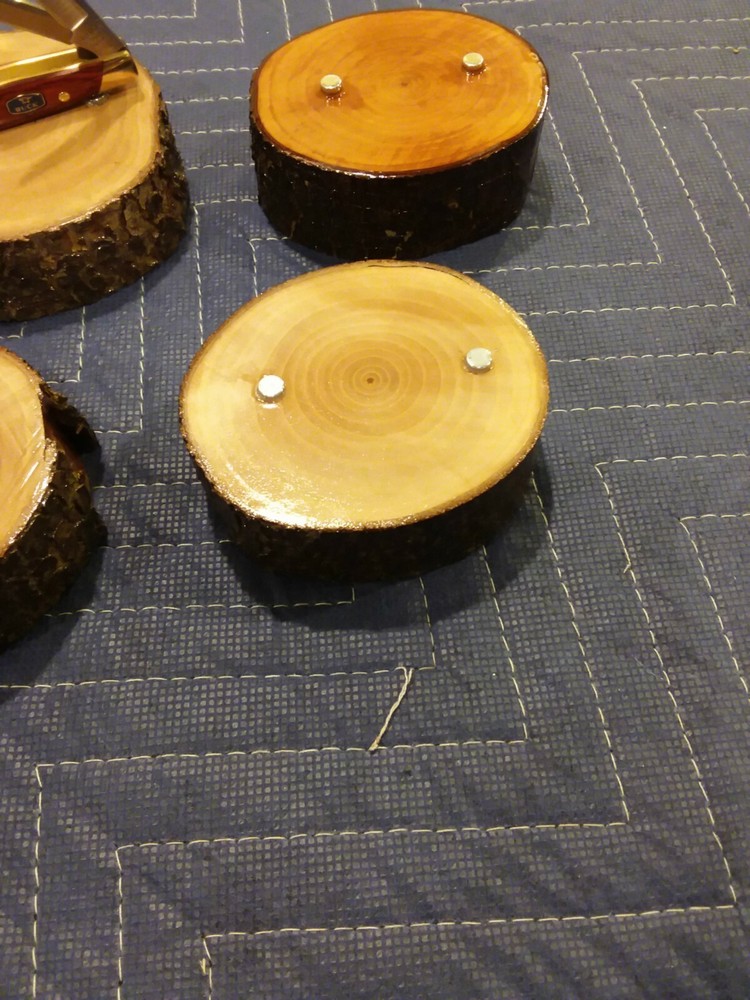 2-- KNIFE DISPLAY STANDS, SOLID PEAR WOOD