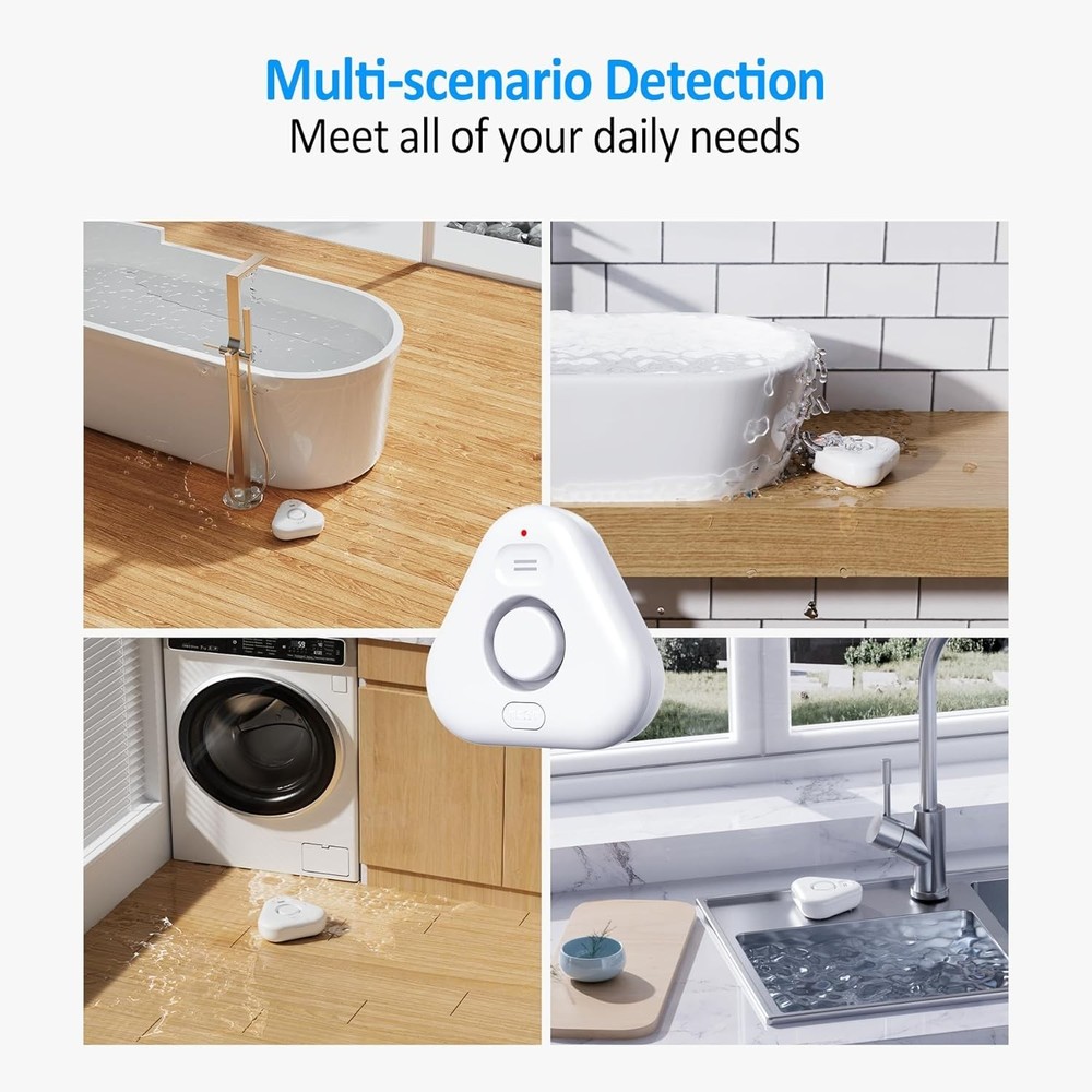 5-Pack Water Leak Detectors, Adjustable Audio Alarm