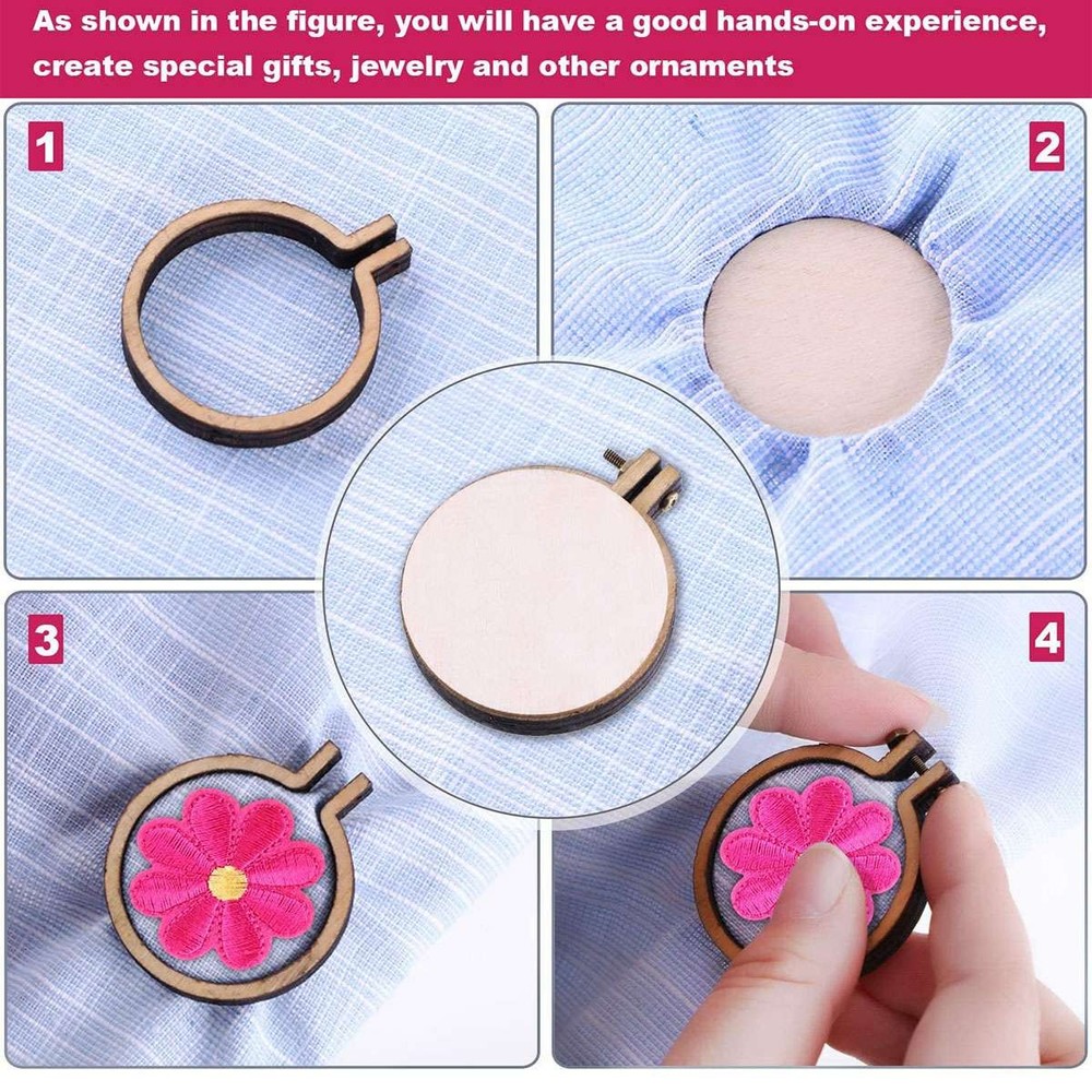 Mini Embroidery Hoops Small Ring Tiny round Wood Cross Stitch for Fram