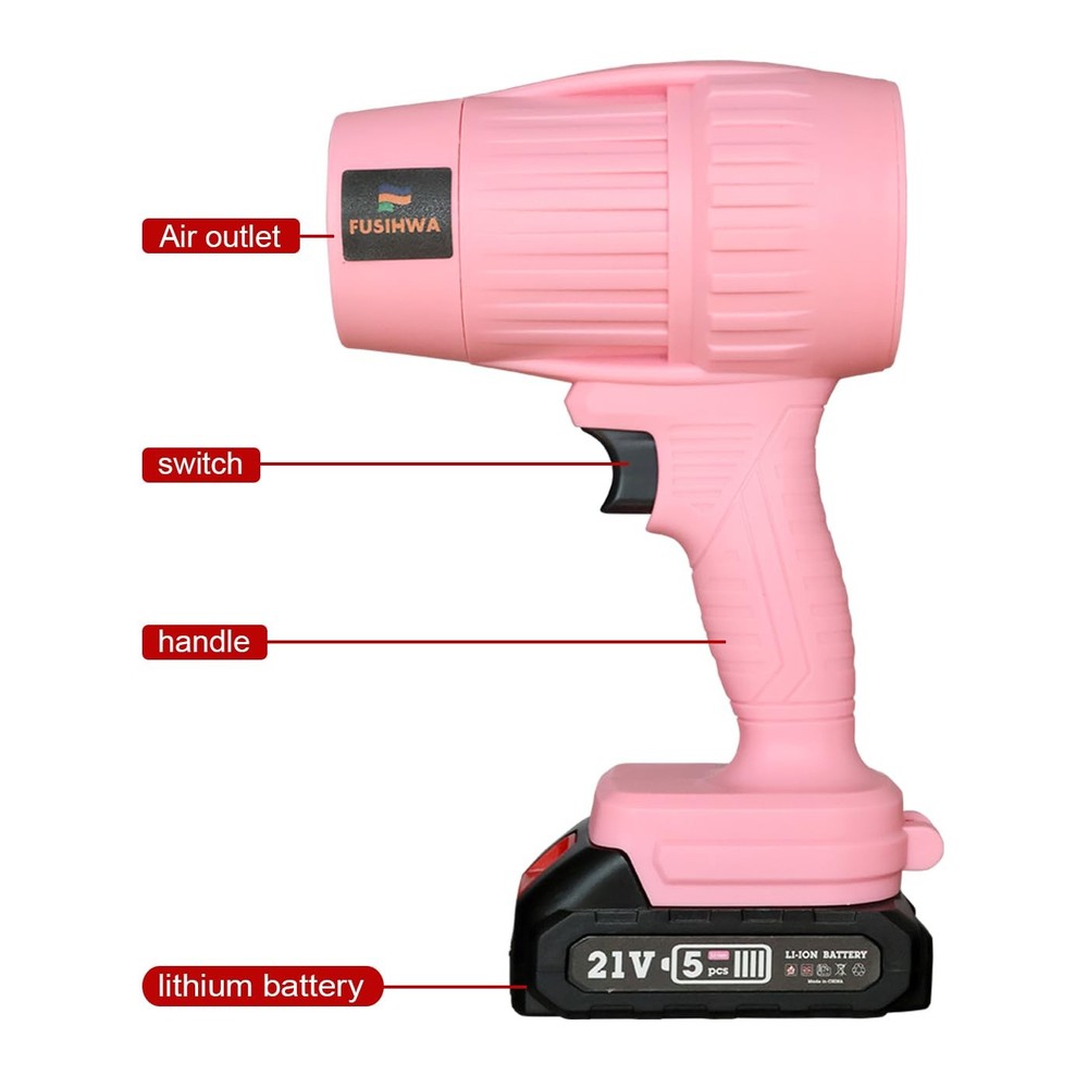 Handheld Mini Cordless Leaf Blower, 21V Battery Small pink