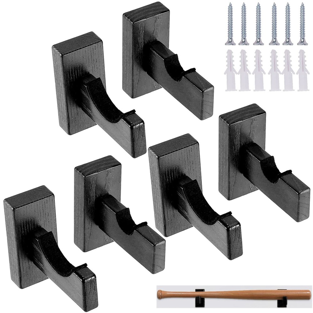 HAKZEON 6 PCS Baseball Bat Display Case Holder, Solid Wood Rack Brackets Base...