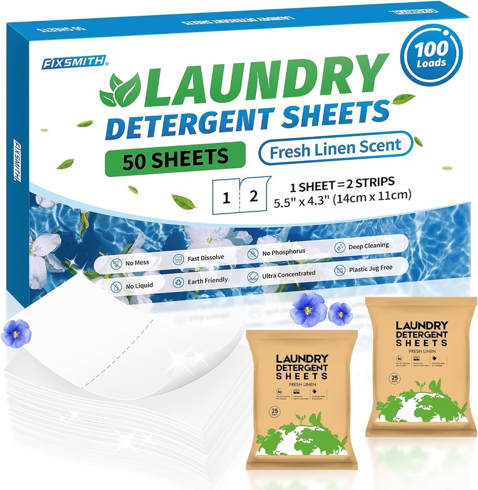 Laundry Deternt Sheets - 100 Loads Fresh Linen Scent -