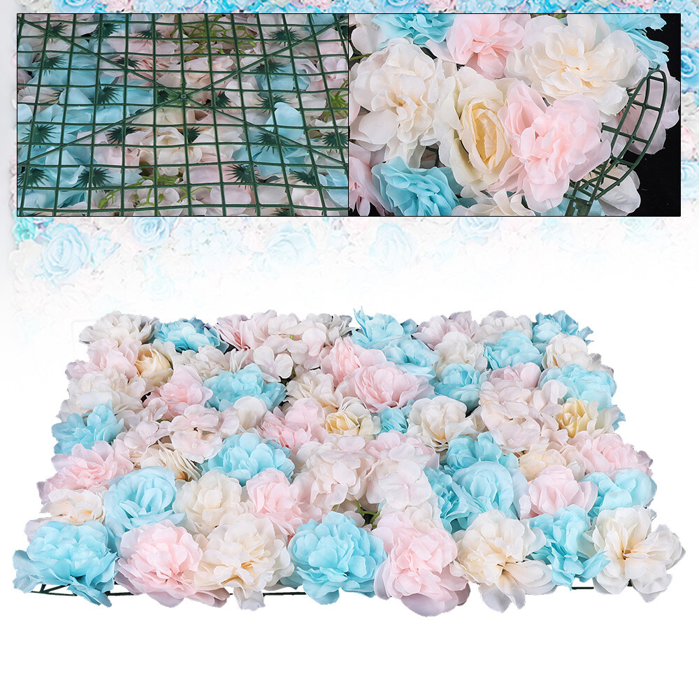 12PCS Artificial Flower Wall Panel White Hydrangea Rose Wedding Backdrop Decor.