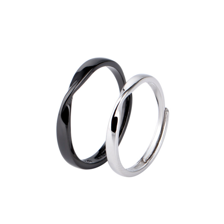 Solid 925 sterling silver Mobius Strip Promise Adjustable Open Couple Ring D33