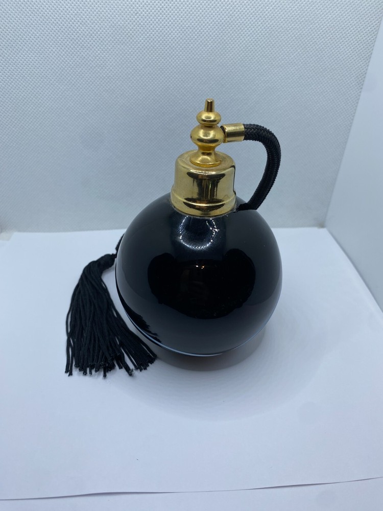Perfume Atomizer Black & White 3" Round Art Glass Sphere Bottle With Bulb