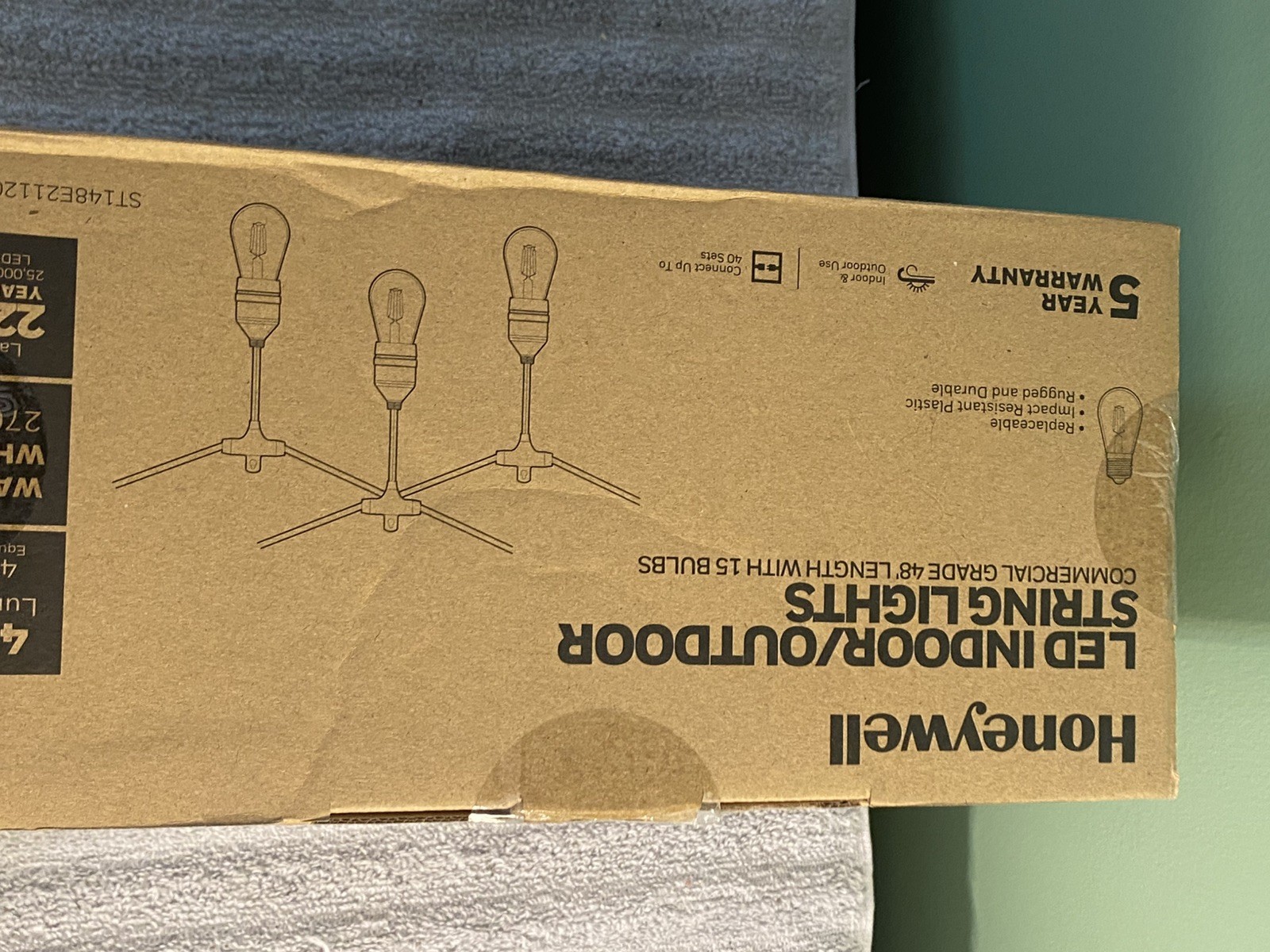 Honeywell LED Patio String Lights Commercial Grade Waterproof 48' new unopened