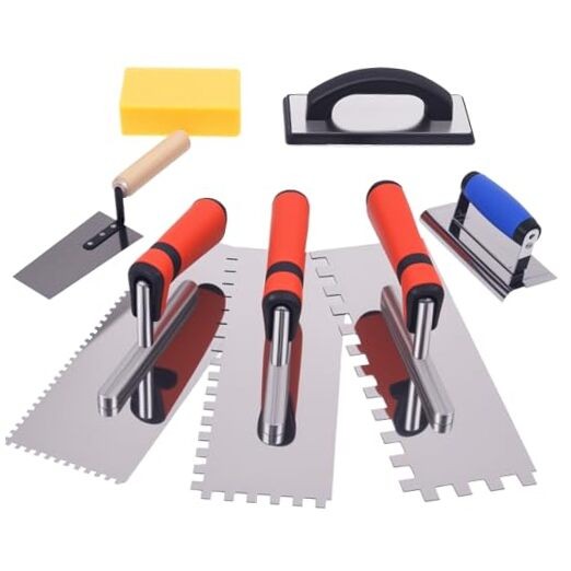 7Pcs Square Notched Tile Trowel Set,Stainless Steel Tile Tools (Notch Size: