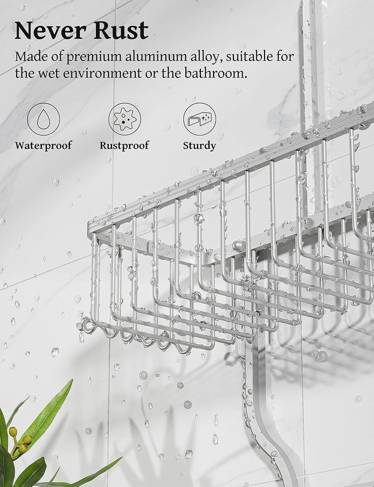 YASONIC Shower Caddy Hanging - Never Rust Organizer - Large, Silver