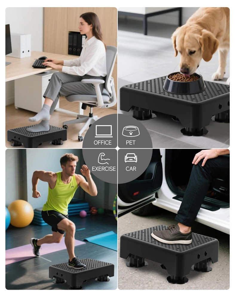 Adjustable Step Stool for Adults, Bed Step Stools, 600 LBS Capacity Safety Wi...