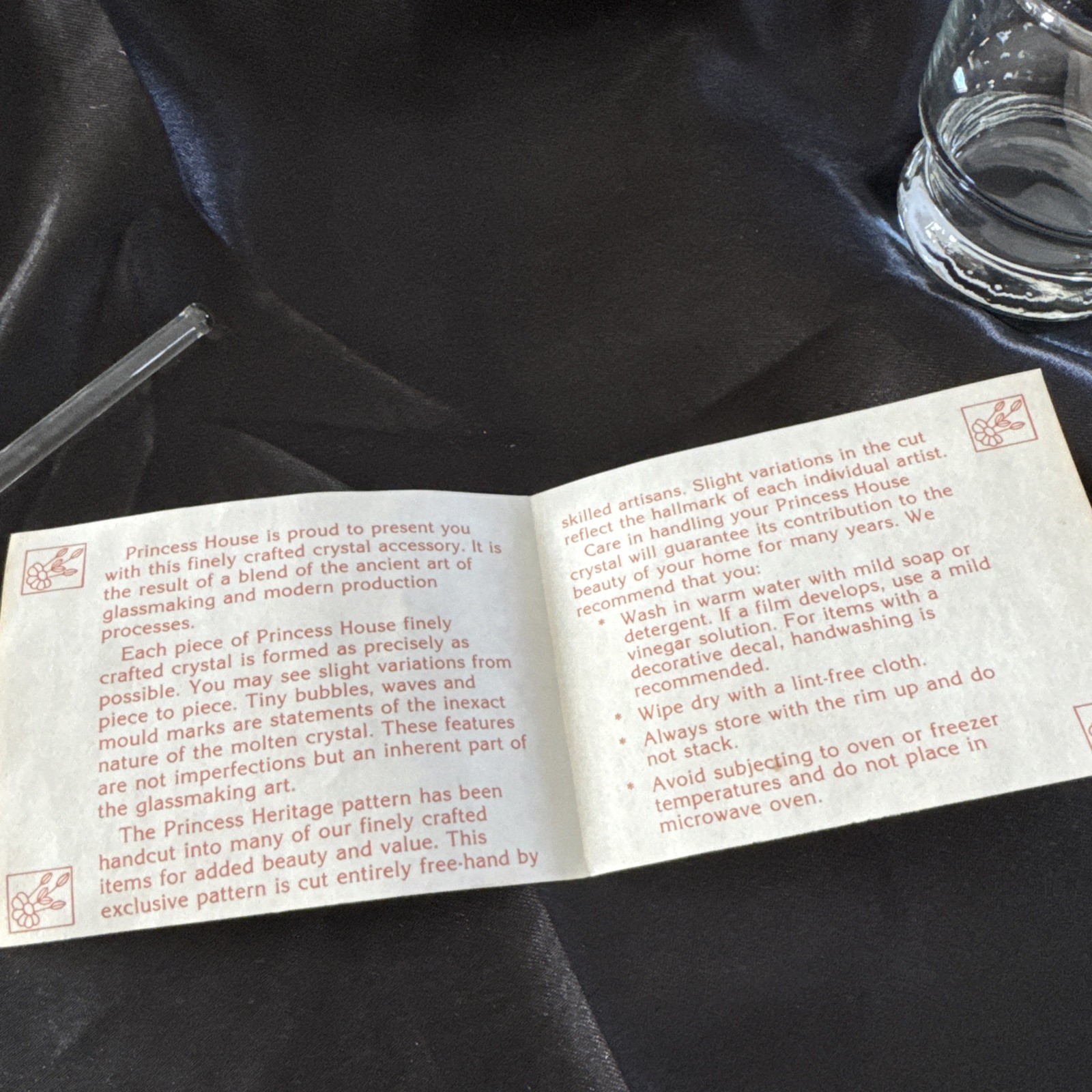 NIB Vintage Crystal Martini Set Pitcher 6 Glasses Swizzle Stick Princess House