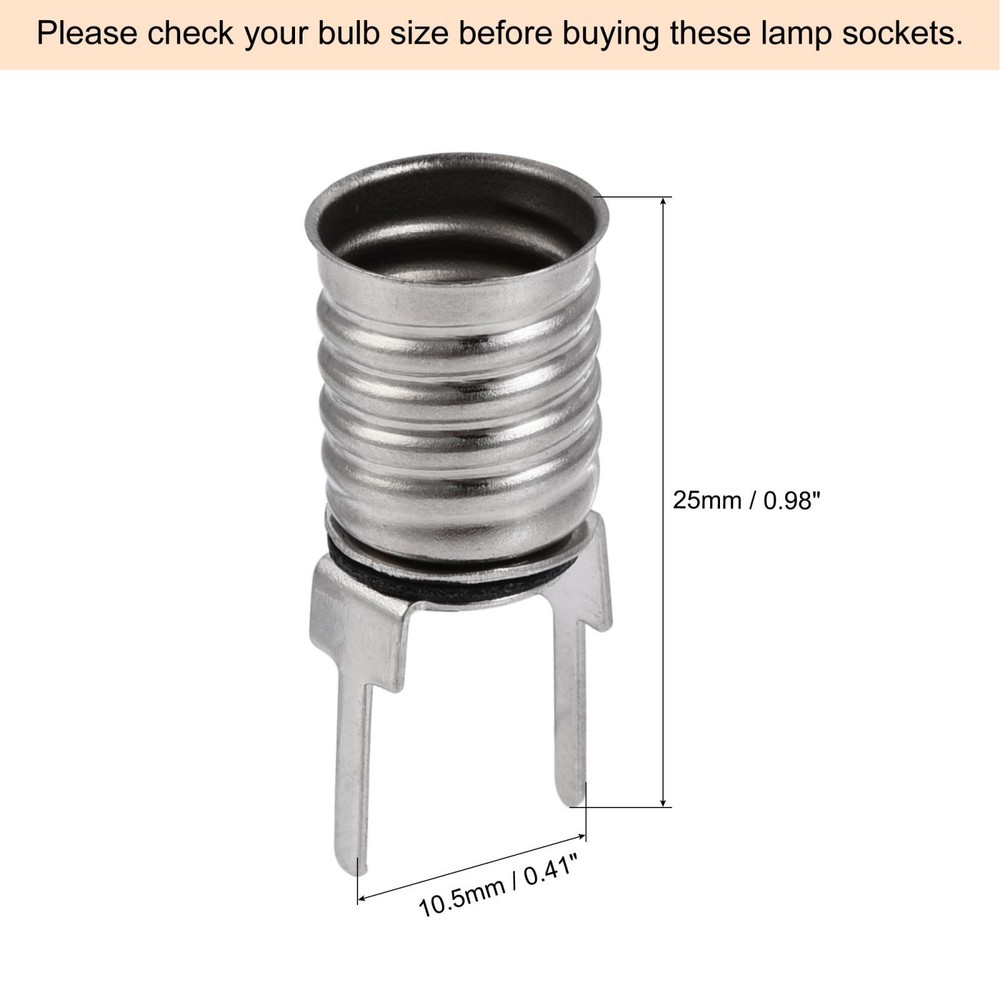E10 Lamp Socket 30VDC 0.5A 2W 2Pin Bulb Holder Screw Base 10pcs