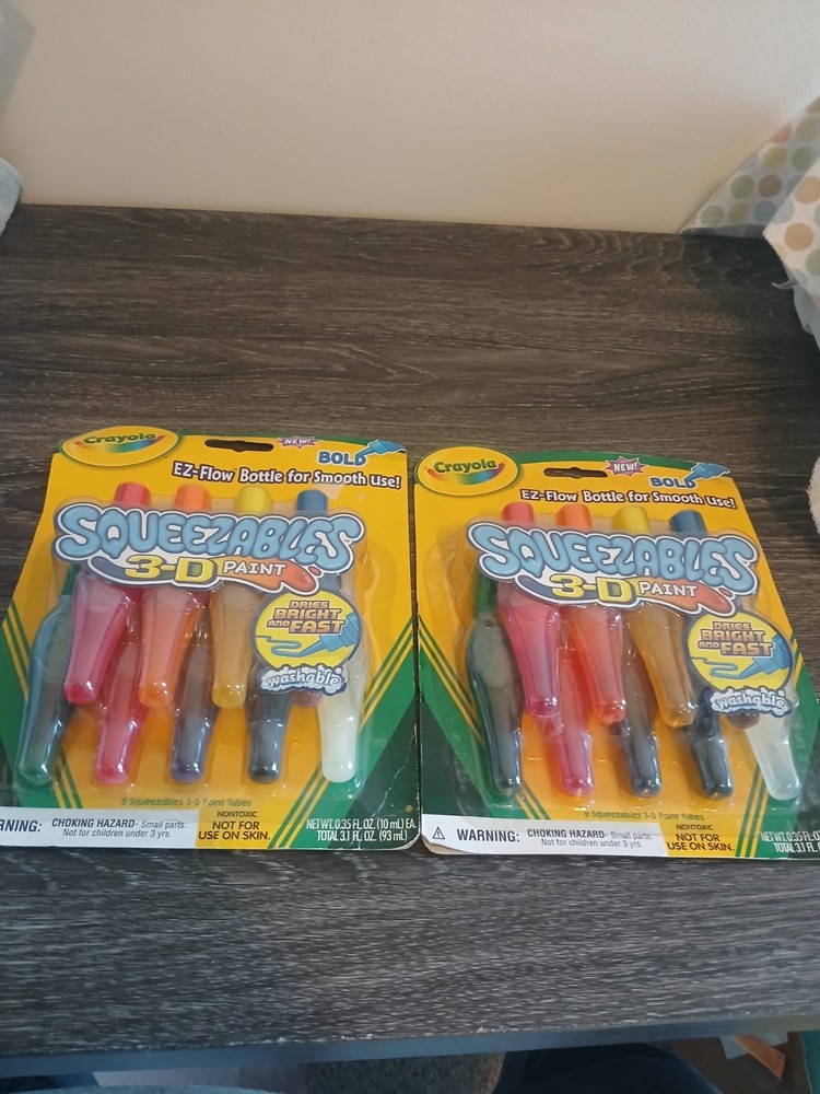 2 New Never Opened Crayola Squeezables 3-d Paint
