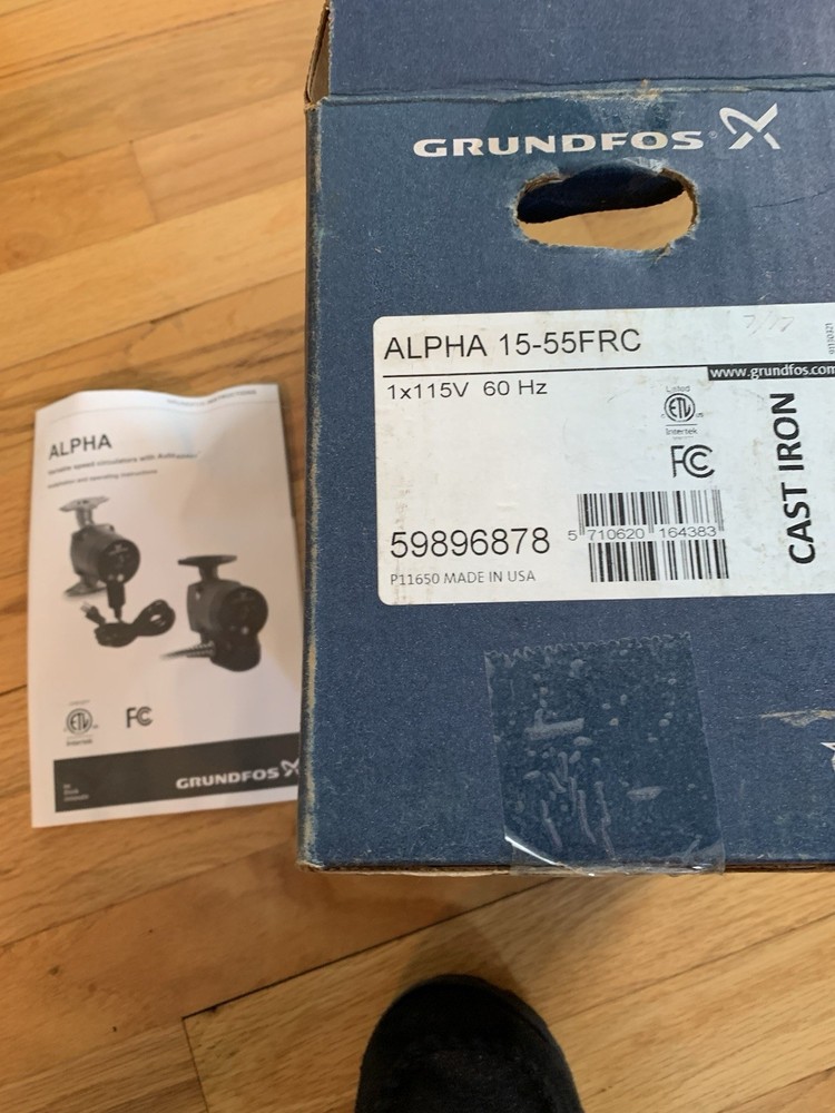 Grundfos Circulator Pump Alpha 15-55FRC