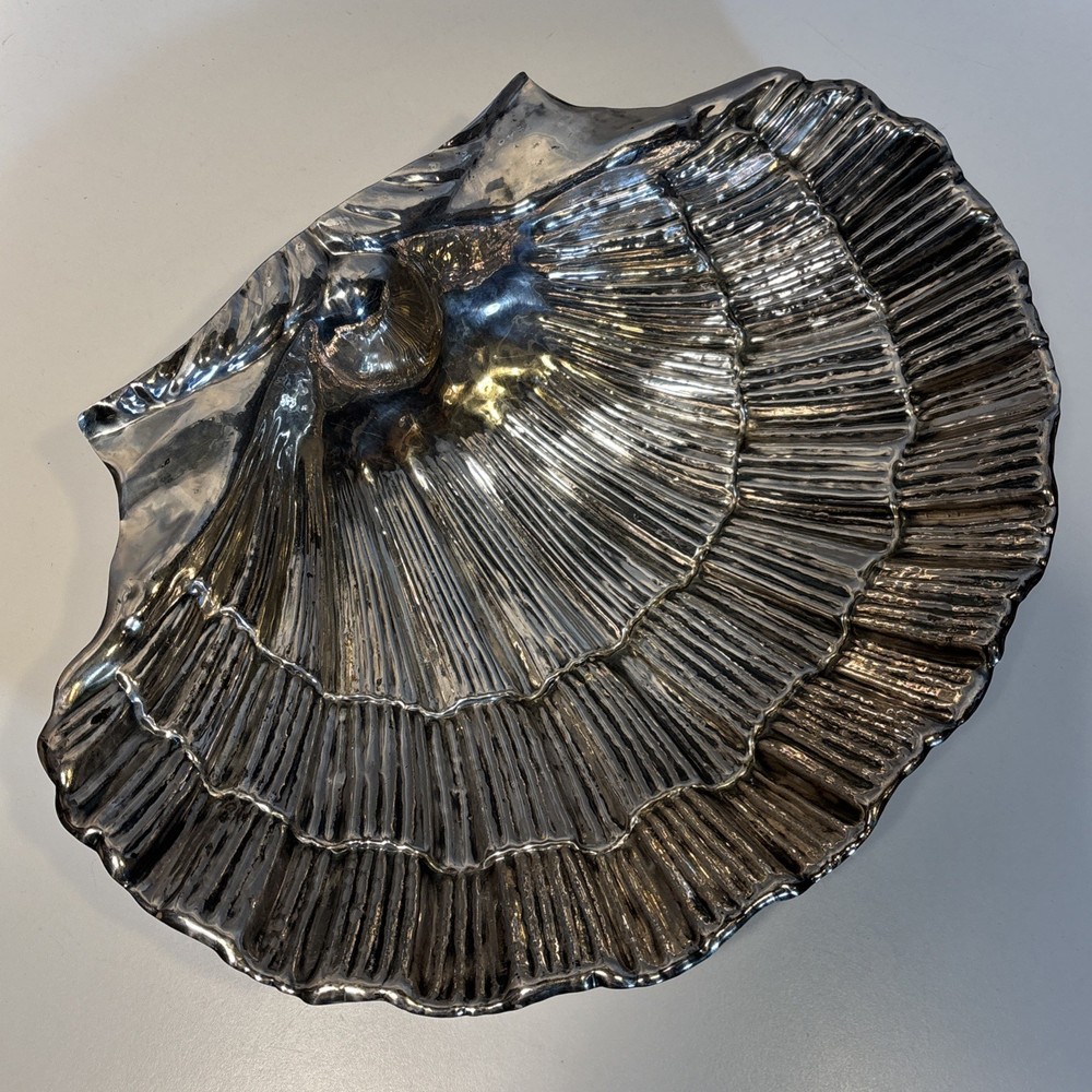 Large 20” Vintage Valenti Spain Silver Plate Shell