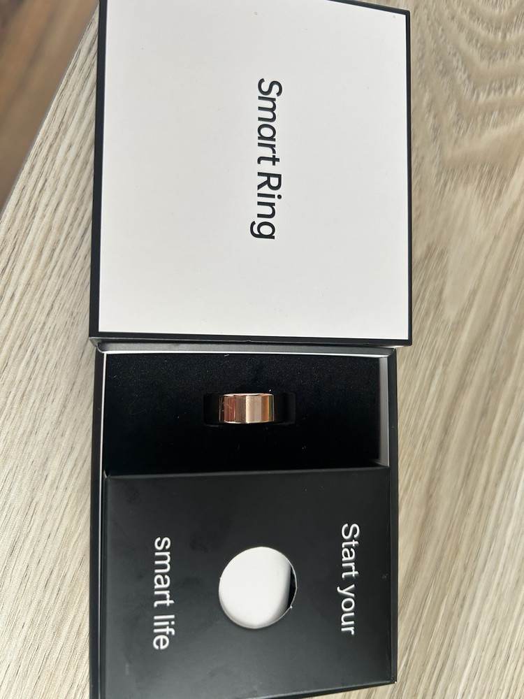 Gold Smart Ring Activity Tracker Bluetooth Wireless Pedometer with Charging Case