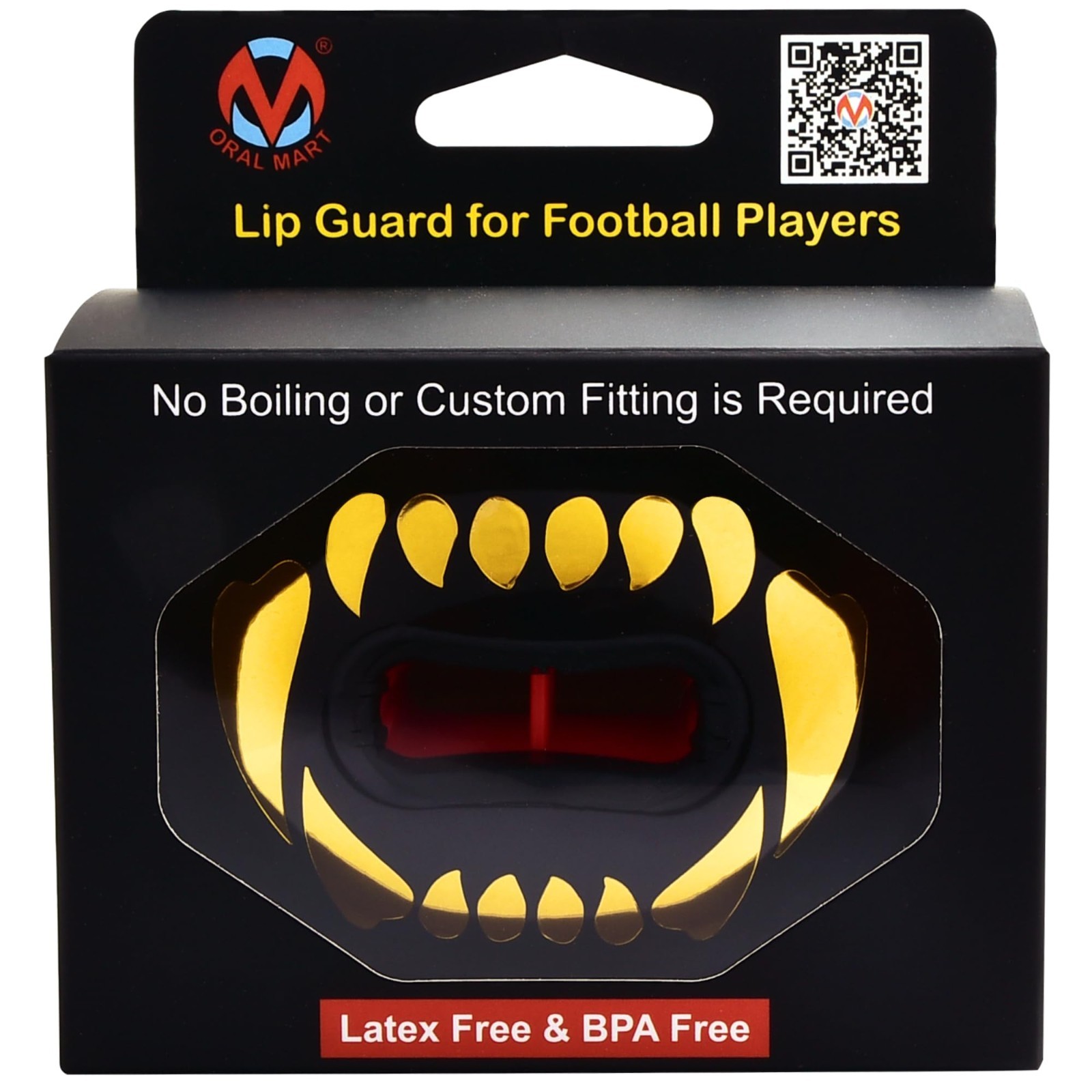 Oral Mart Flag Football Mouth Guard (2025 Golden Fangs) - No Boil