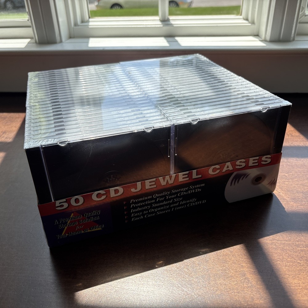 JEWEL CASES FOR CDS DVDS 50 PACK EMPTY NEW SEALED