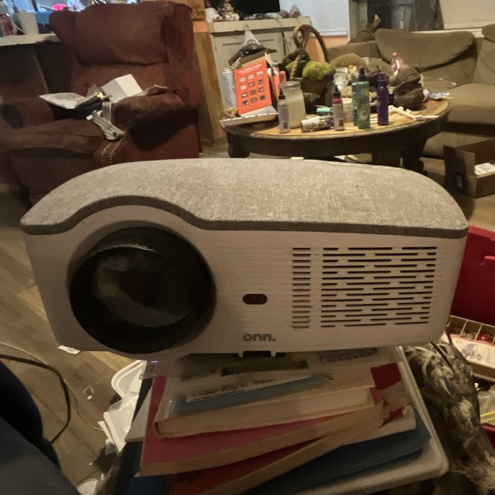 onn. Home Theater Projector Gray, White
