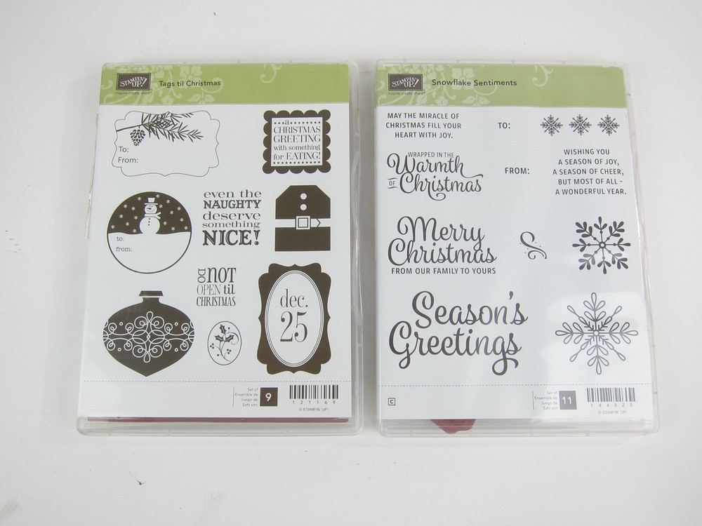 Stamping Up Stamp Set SNOWFLAKES SENTIMENTS TAGS TIL CHRISTMAS (Missing 1) 19pc