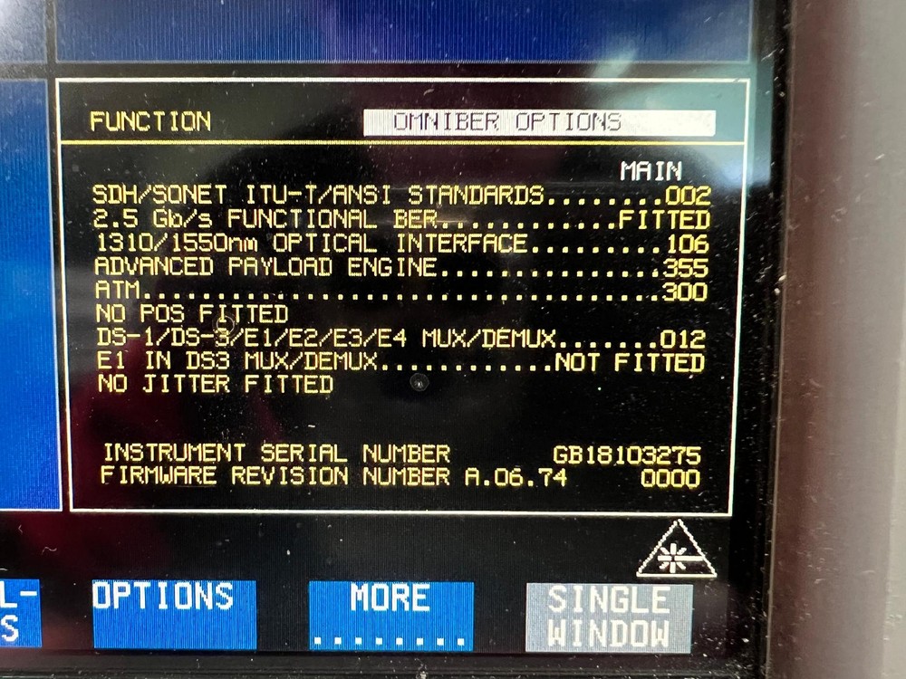 Agilent/Keysight 37718A OmniBer Communications Performance Analyzer, +6 OPTIONS