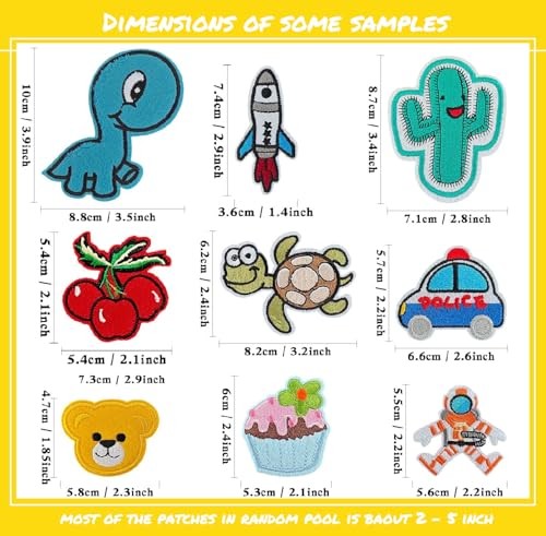 60pcs Random Assorted Styles Embroidered Patches, Pack of Assorted 60PCS Random
