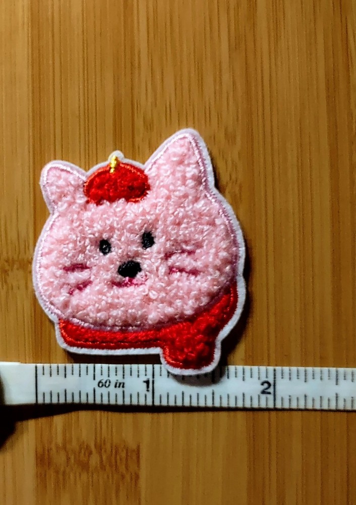 Adorable Kitten Cat Plush Chenille Embroidered Cute Self Adhesive Patch Sticker