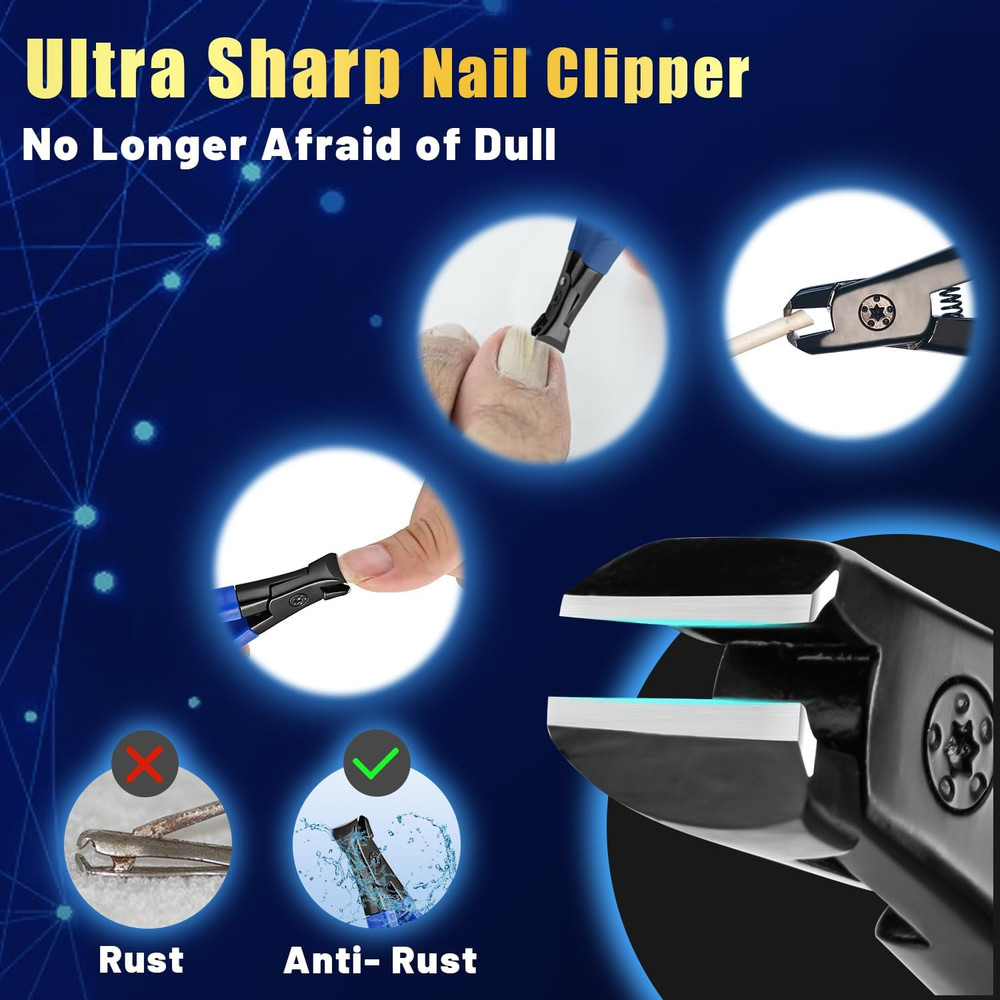 Professional Ultra Sharp Nail Clippers for Thick Finger & Toenails - Long Handle