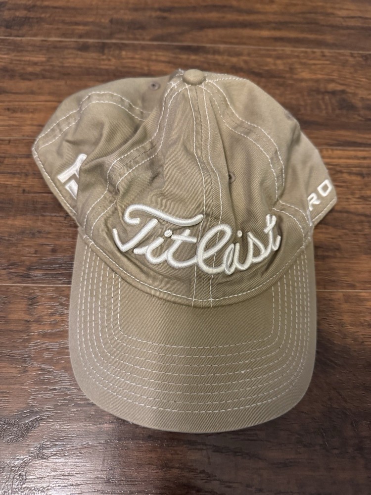 Titleist Golf Hat Tour Performance Strap Back Adjustable Ivory